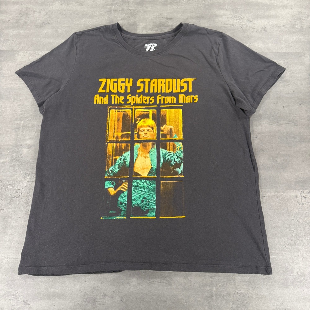 David Bowie T-Shirt Men XXL Ziggy Stardust Spiders From Mars Black Graphic EUC